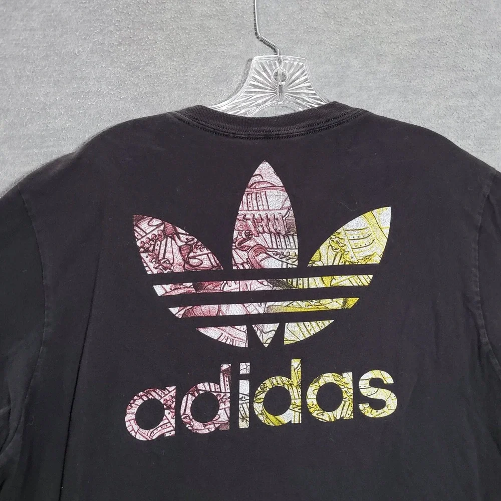 Miami Heat Men Shirt Large Black Logo Adidas Graphic Short‎ Sleeve Crew Neck Tee